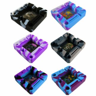 3" Silicone Ashtray Square Mix Designs