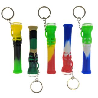 3.5" Silicone with Glass Bowl Chillum Keychain