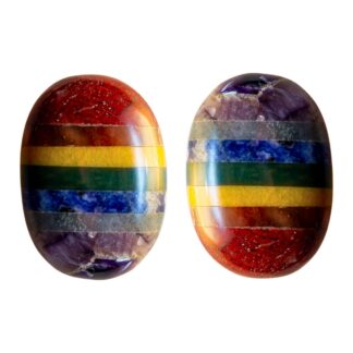 7 Chakra Large Palm Stone 3" - 4"