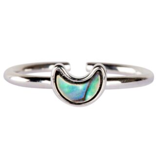 Adjustable Crescent Moon Abalone Ring