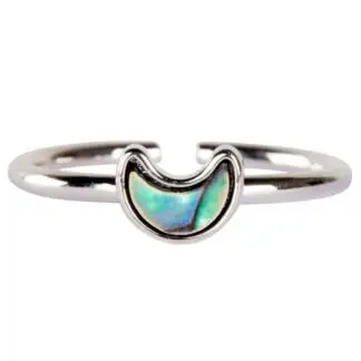 Adjustable Crescent Moon Abalone Ring
