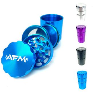 AFM Glass Aluminum Grinder w/ Stash Jar 5pc 4" - Colors Vary