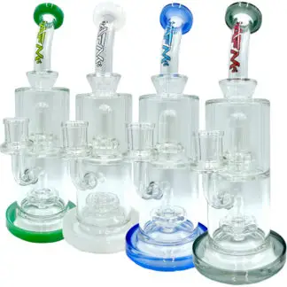 AFM Glass Water Pipe w/ UFO to Showerhead Perc 8" 14mm - Colors Vary