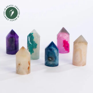 Agate Cylinder Tower 3" - 4" Colors Vary