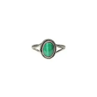Amberman Malachite Stone Sterling Silver Ring  8