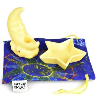 Art of Smoke Moon Ceramic Pipe & Star Dish w/ Carry Bag