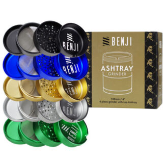 Benji Metal XL Grinder w/ Ashtray 4pc 100mm - Colors Vary