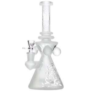 Biigo Glass Frosted Water Pipe w/ Etched Designs 10"