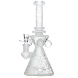 Biigo Glass Frosted Water Pipe w/ Etched Designs 10"
