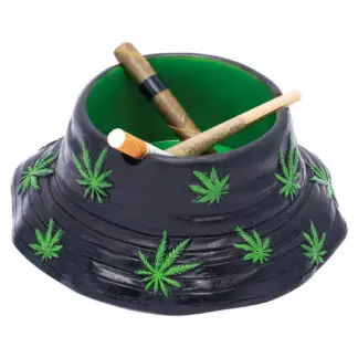 Black & Green Leaf Bucket Hat Ashtray 5.75"