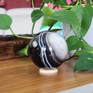 Black Agate Sphere 3" diameter