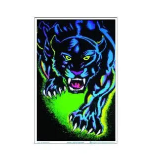 Black Cat Flocked Blacklight Poster