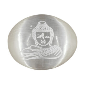 Buddha Engraved Selenite Palmstone