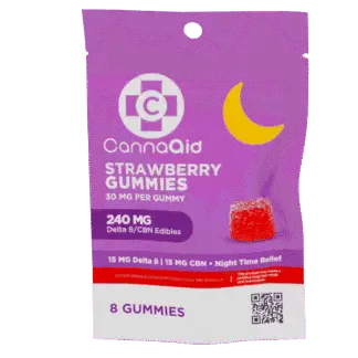 CannaAid Delta 8/CBN Gummies 30mg ea Strawberry 8 Ct (240mg)