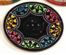 Carved Colorful Round Incense Plate
