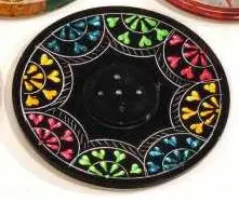 Carved Colorful Round Incense Plate