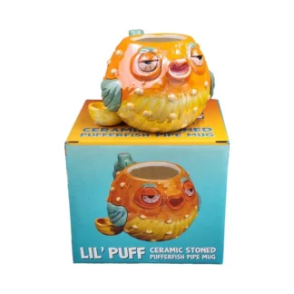 Ceramic Stoned Puffer Fish "Lil Puff" Hand Mug Pipe