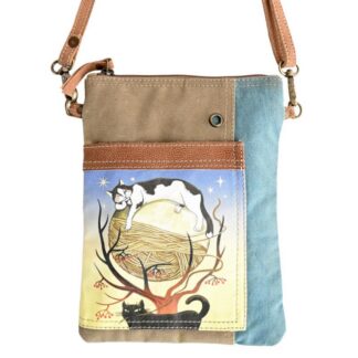 Clea Ray Cats Over The Moon Passport Bag 7.5" x 9.5"