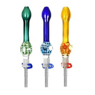 Confetti Bubble Dab Straw with Titanium Tip - 5" Amber