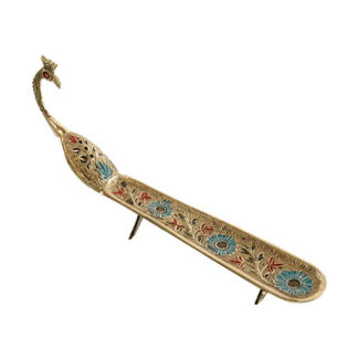 Deekay Brass Incense Burner - Peacock 9.75”