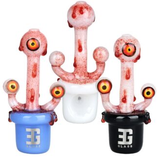EG Glass Potted Eyeballs Glass Hand Pipe 5" with Case Colors vary