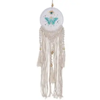 Embroidered Moth Crochet Wall Hanging 30"
