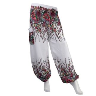 Floral Harem Pants Rayon Cinched Ankles One Size