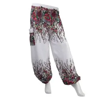 Floral Harem Pants Rayon Cinched Ankles One Size
