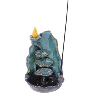 Fujima Ceramic Blue Waterfall Backflow Incense Burner 7"