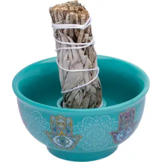 Fujima Ceramic Smudge Bowl w/ Holder - Assorted Designs