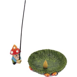 Fujima Magnetic Gnome In Grass Incense Burner Plate 5"