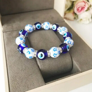 Glass and Ceramic Bead Evil Eye Bracelet