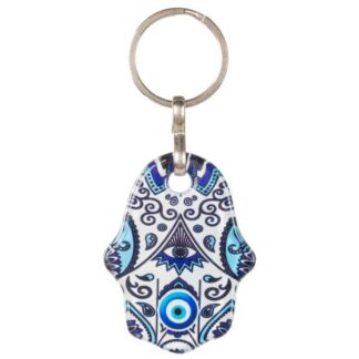 Glass Hamsa Hand Keychain