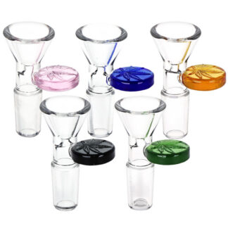 Glass Slide 14mm M - Embossed Leaf Handle (Colors Vary)