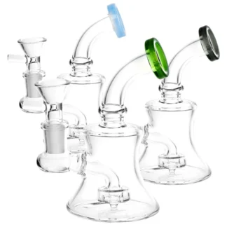 Glass Water Pipe 6.5" 14mm - Bent Neck Mini Bell (Colors Vary)