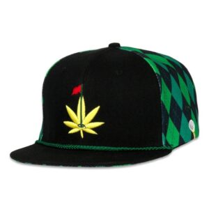 Grassroots Master Kush Leaf Argyle Black Snapback Hat L/XL