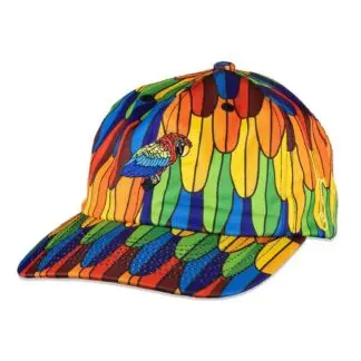 Grassroots Scarlet Macaw Rainbow Feathers Dad Hat OSFM