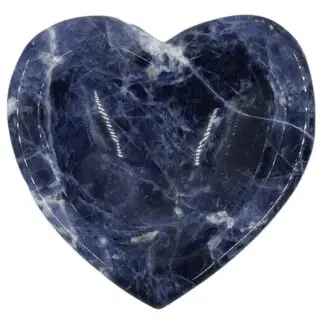 Hand Carved Sodalite Heart Bowl 3.5"