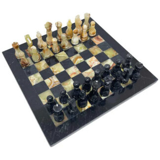 Handmade Onyx & Black Marble Chess Board Set