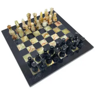 Handmade Onyx & Black Marble Chess Board Set