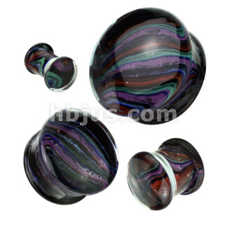 HBJ Glass Gauges Double Flare - Rainbow Stripes 5/8"