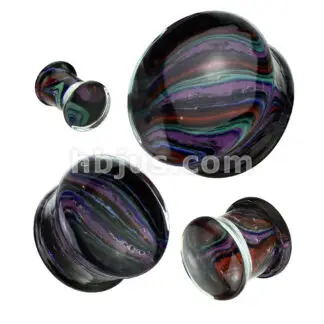 HBJ Glass Gauges Double Flare - Rainbow Stripes 5/8"