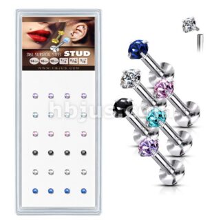 HBJ Internal Thread Stud Asstd Colors  Flower Silver 16g 1/4"