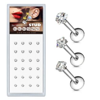 HBJ Internally Threaded Prong CZ Top Labret 16g 1/4"