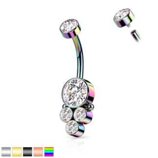 HBJ Surgical Steel Naval Round Cluster 14g Black / Clear
