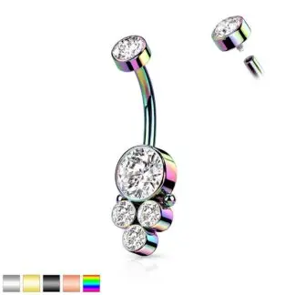 HBJ Surgical Steel Naval Round Cluster  14g Black / Clear