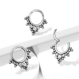 HBJ Titanium Hinged Hoop 16g Tribal Crystals 5/16"