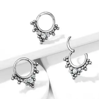 HBJ Titanium Hinged Hoop 16g Tribal Crystals 5/16"