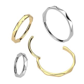 HBJ Titanium Hinged Hoop 20g - Faceted Edge Steel 5/16"