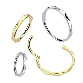 HBJ Titanium Hinged Hoop 20g - Faceted Edge Steel 5/16"